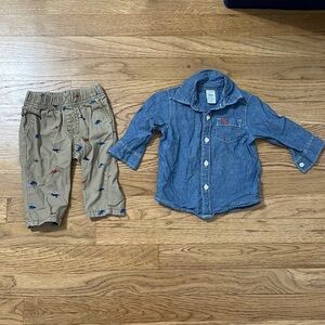 Kids Denim Shirt and Khaki Pants Set